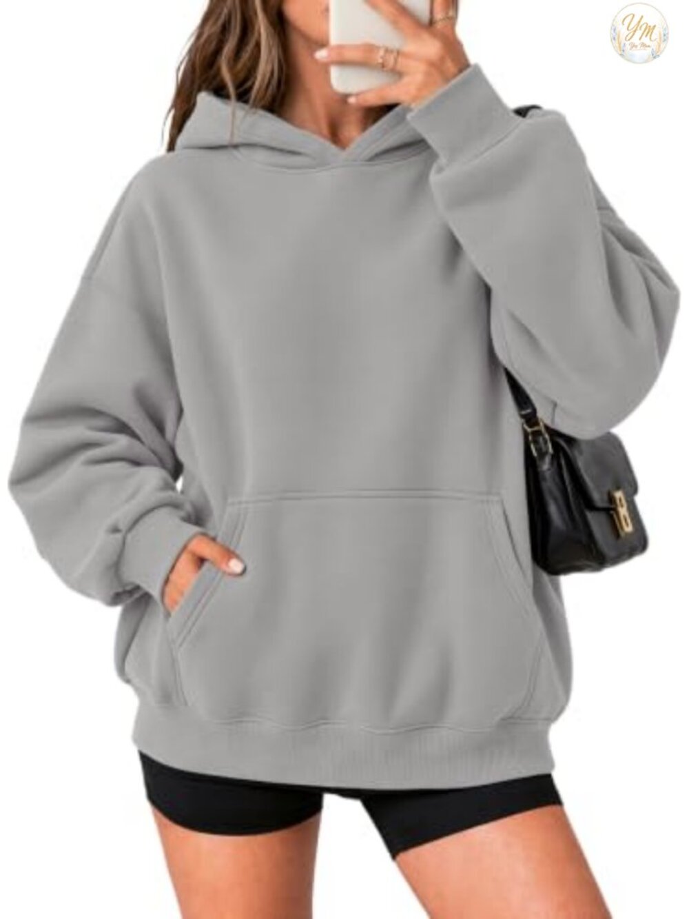 Oversized Fleece Hoodie Sweatshirt with Kangaroo Pocket